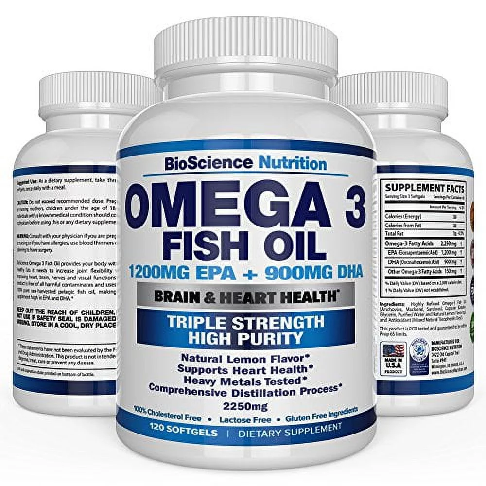 Omega 3 Fish Oil 2250mg | HIGH EPA 1200MG + DHA 900MG, NEW - FREE SHIPPING