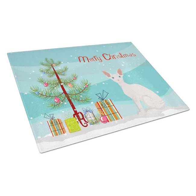 Sphynx No.1 Cat Merry Christmas Glass Cutting Board - Large