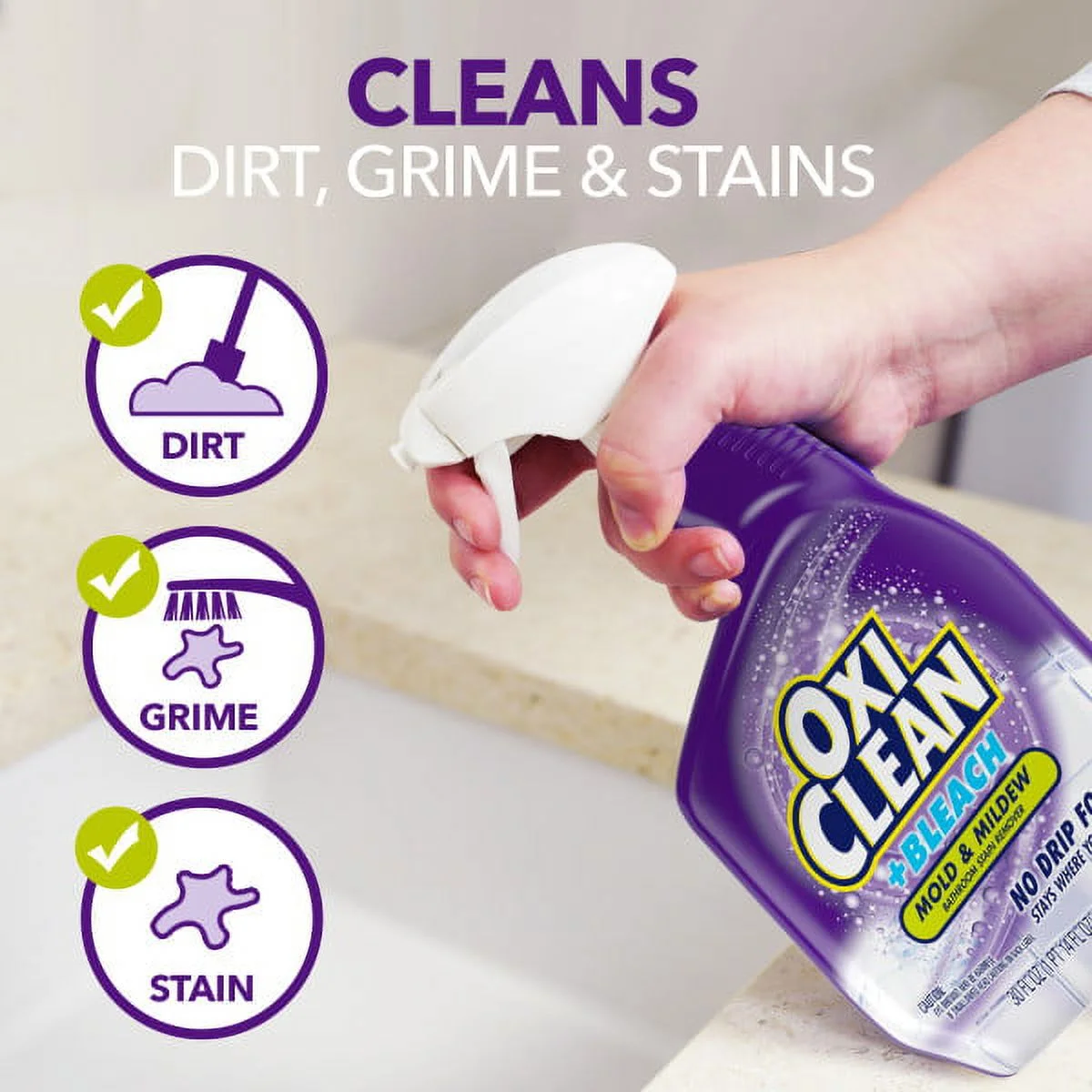 OxiClean plus Bleach, No Drip Foam, Mold & Mildew Bathroom Stain Remover 30 oz. - Pack of 4