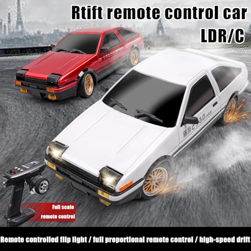 LD1899 1/18 RC Drift Car GTR R34 2.4GHz RWD with Gyroscope on-Road Alloy Body Shell Racing Cars Radio Control (Blue)
