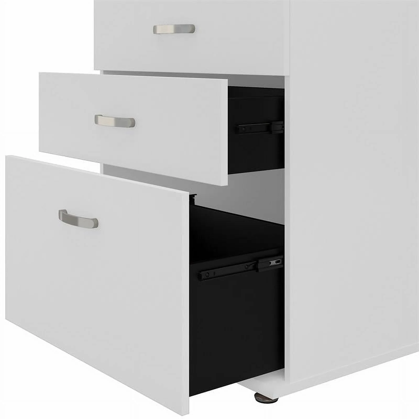 Pemberly Row Laundry Room Cabinet with Drawers in White - Engineered Wood