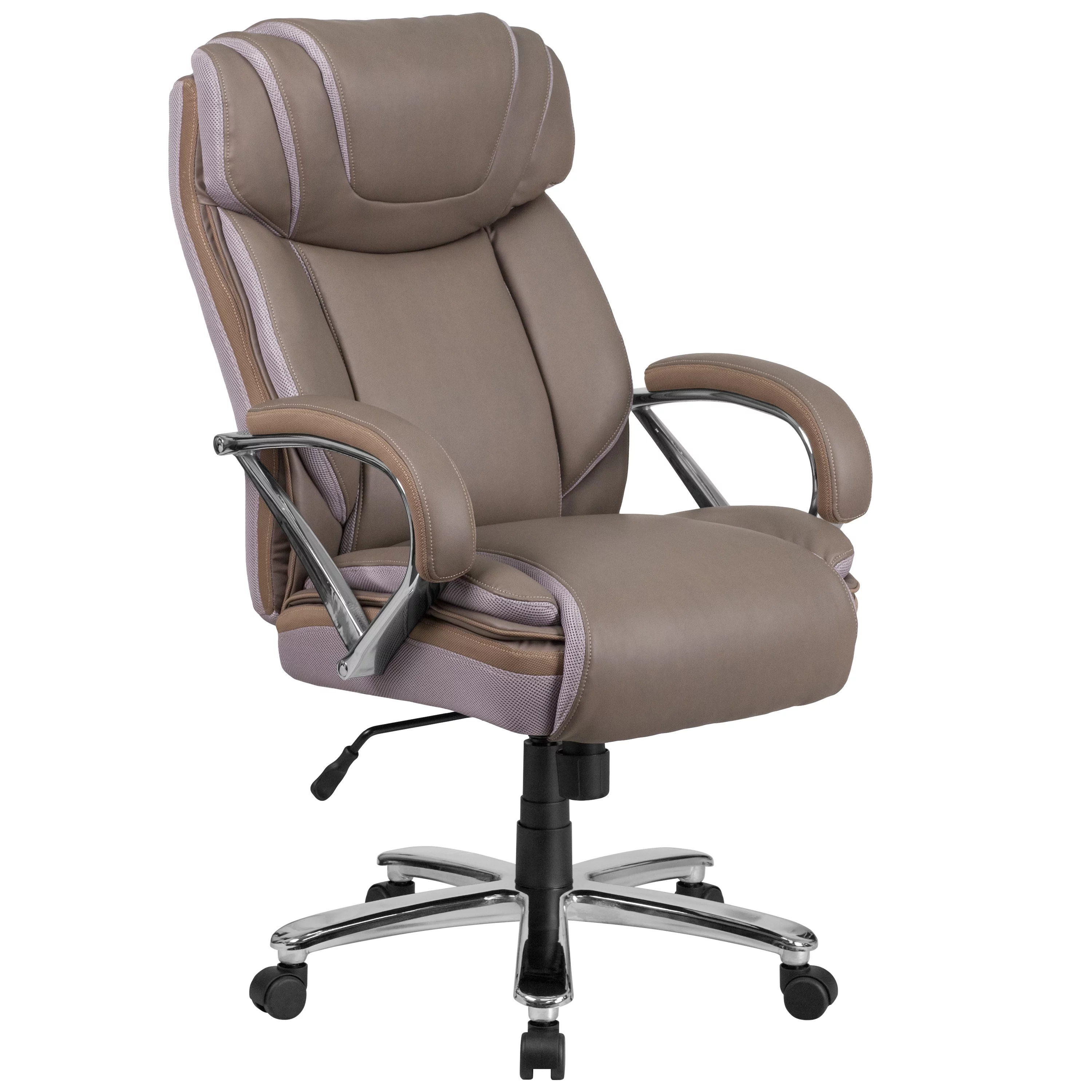 Emma + Oliver 500 lb. Big & Tall Taupe LeatherSoft Ergonomic Office Chair with Extra Wide Seat