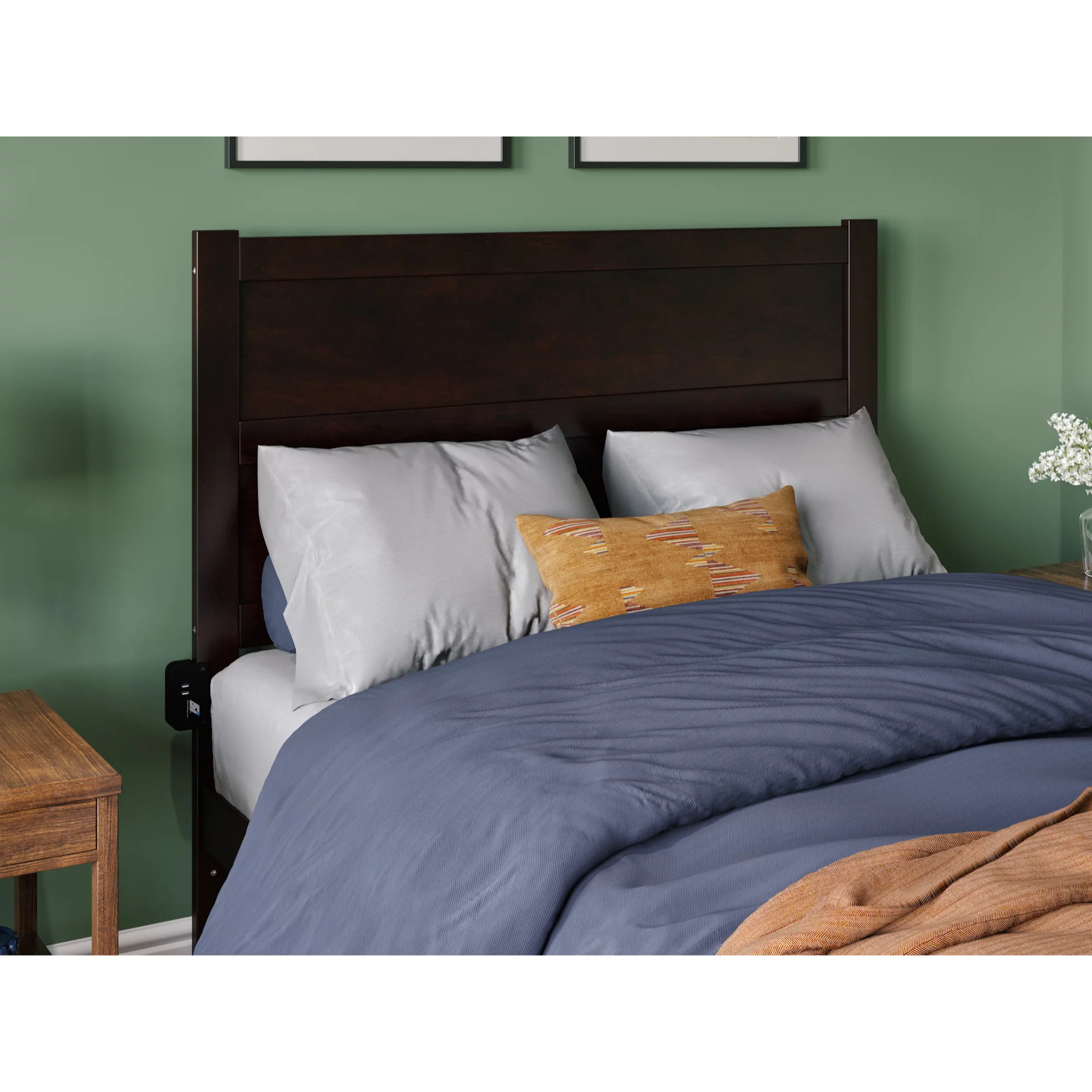 AFI NoHo Full Solid Wood Bed with Footboard and 2 Drawers in Espresso