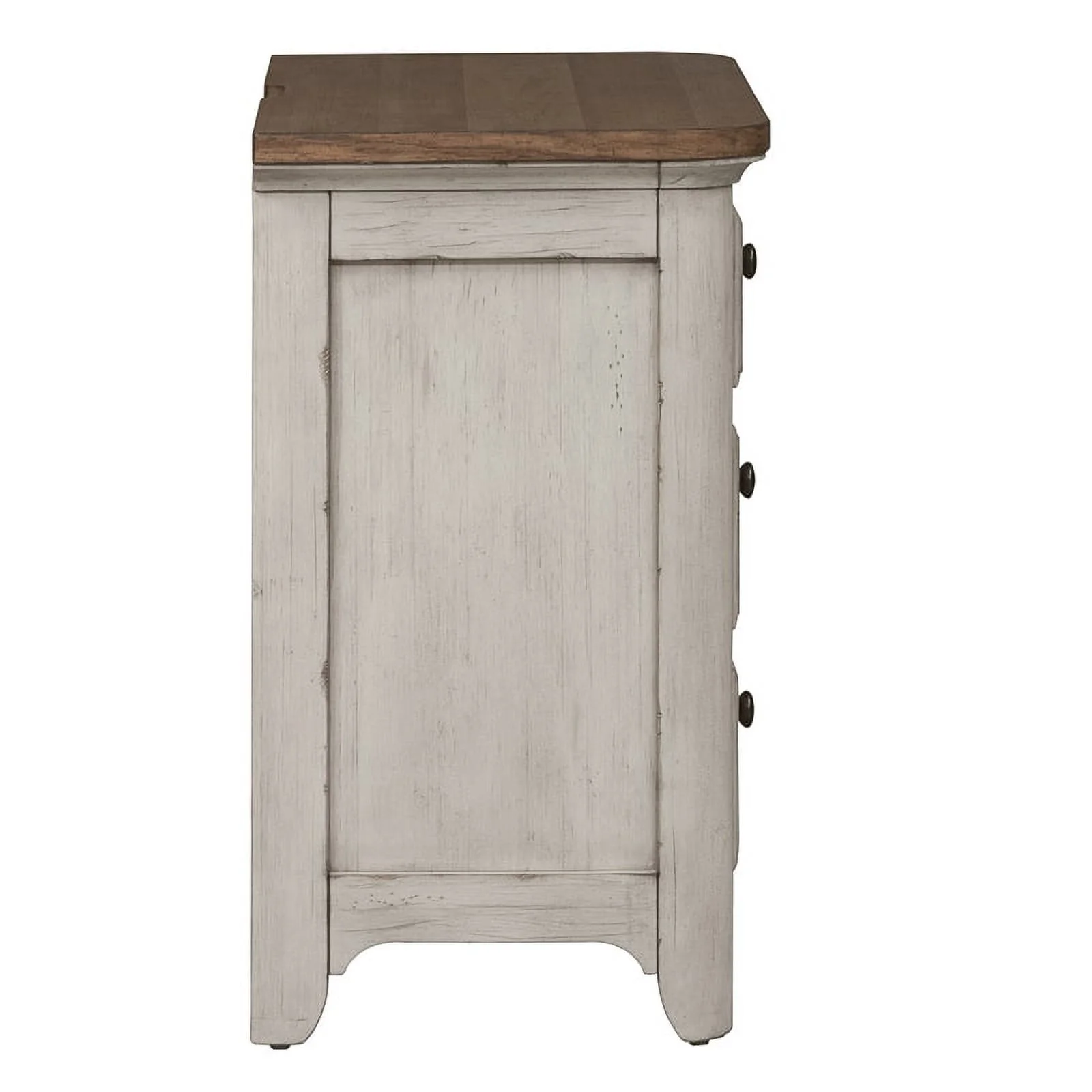 Farmhouse Reimagined White 3 Drawer Night Stand w/ Charging Station