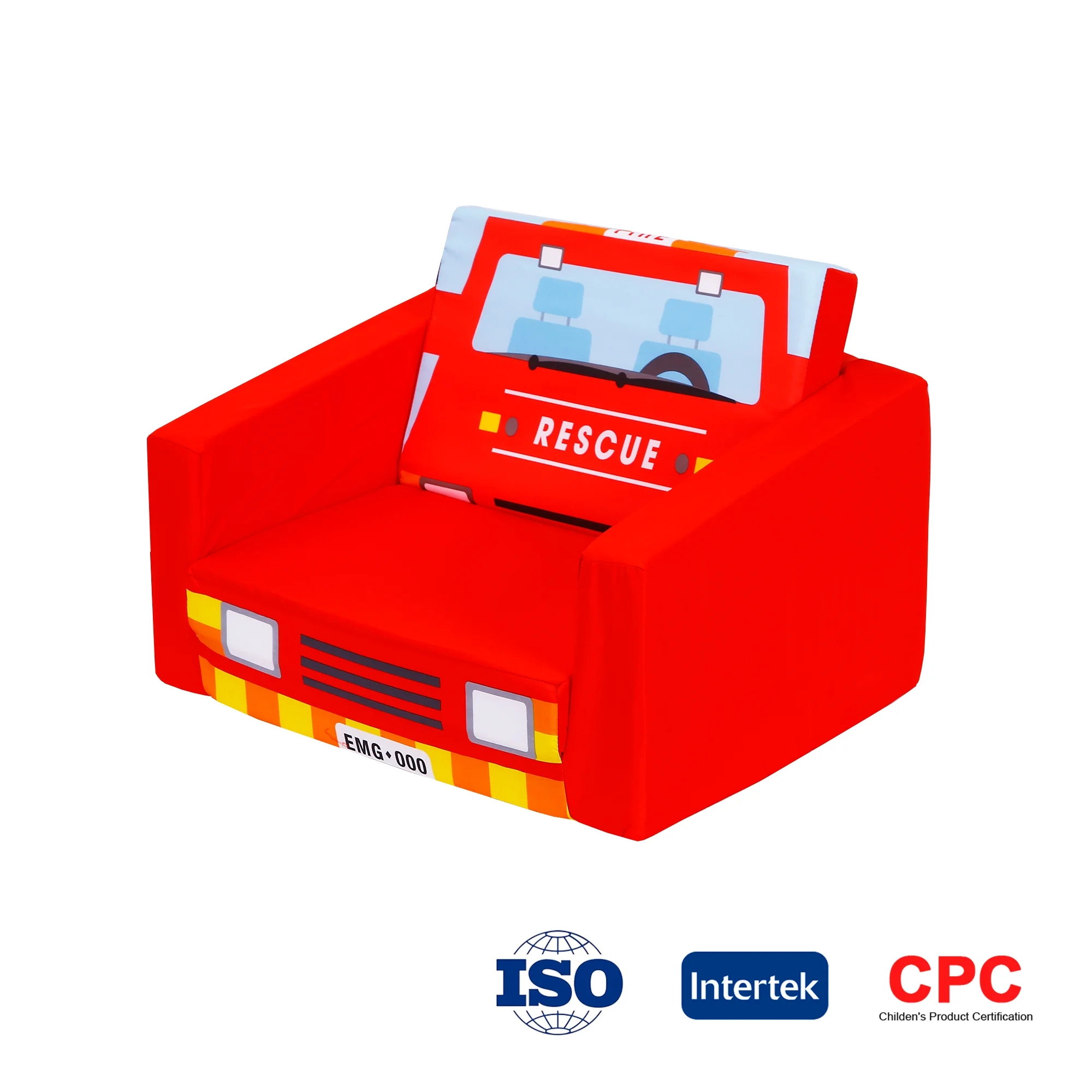 Kids Sofas Children's Sofa Bed Baby's Upholstered Couch Sleepover Chair Flipout Open Recliner(Red/Fire Truck)