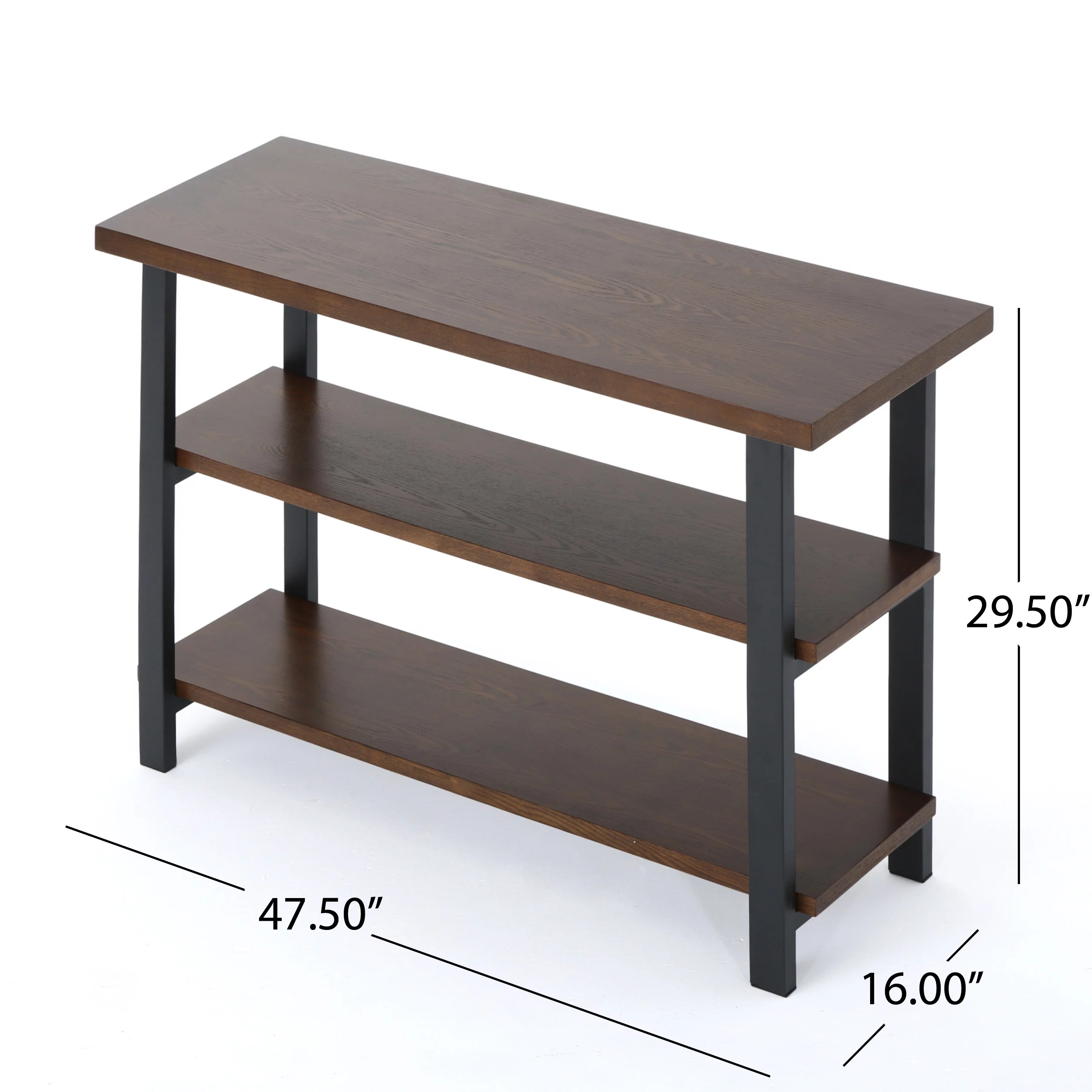 GDF Studio Tricou Modern Industrial Faux Wood 2 Shelf Bookcase, Dark Brown and Gun Metal