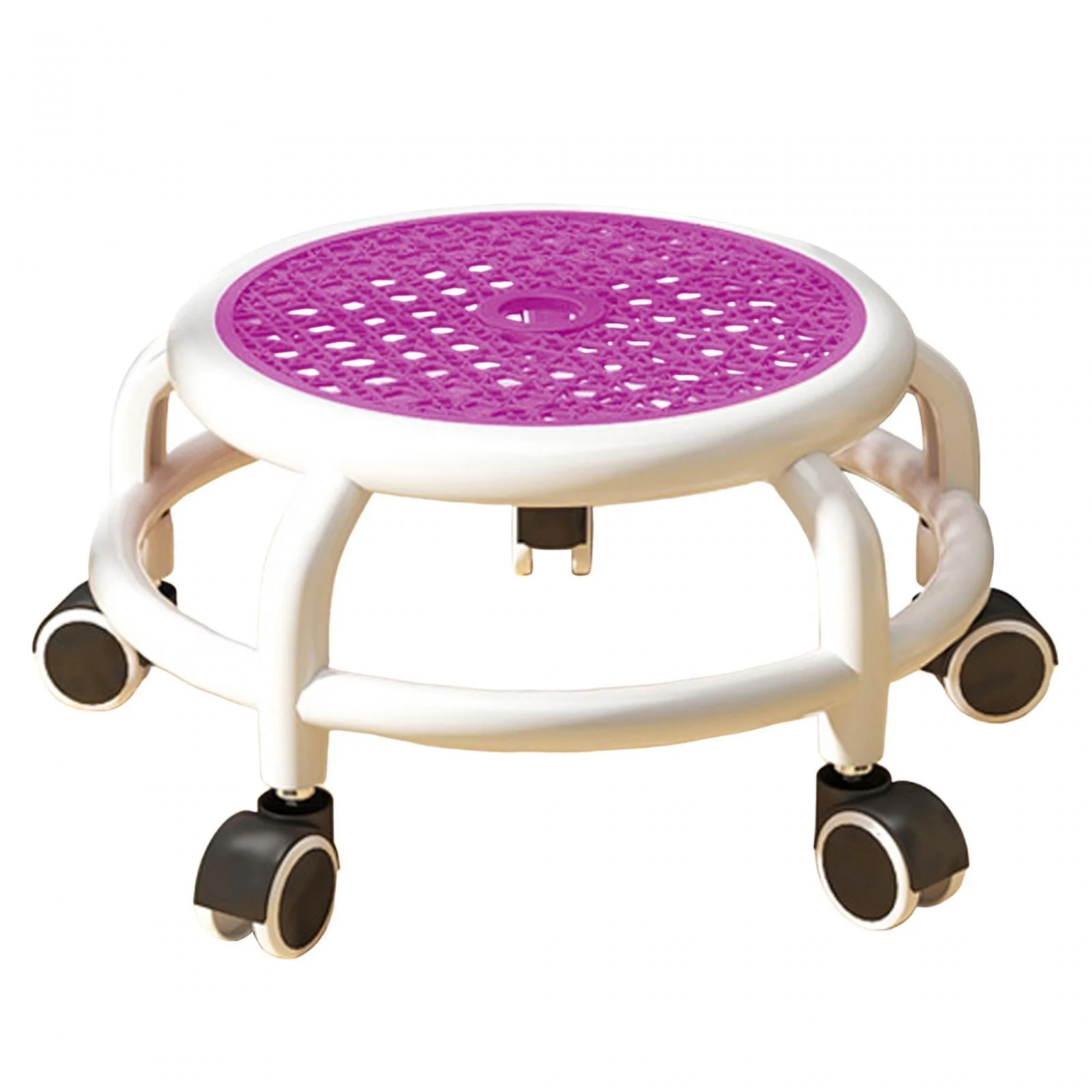 Low Roller Seat Stool Universal Wheels Stool for Barber Shop Kitchen Garage Violet