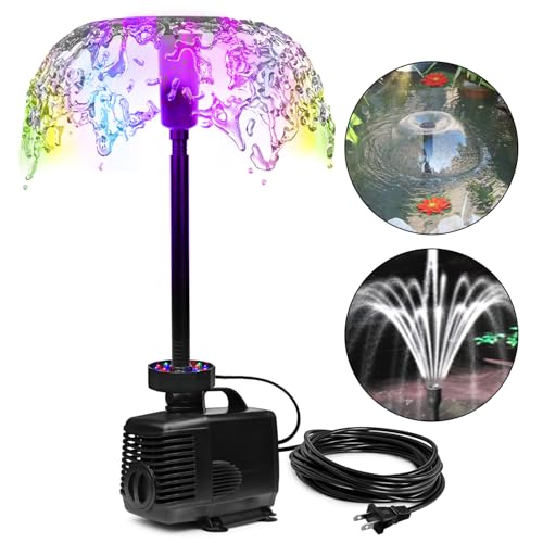 DOMICA 45W LED Pond Pump with Fountain Kit, 792 GPH Submersible Garden Water Fountain Pump, 3000L/H for Waterfall, Hydroponics, Aquariums, Fish Tanks, Indoor Outdoor
