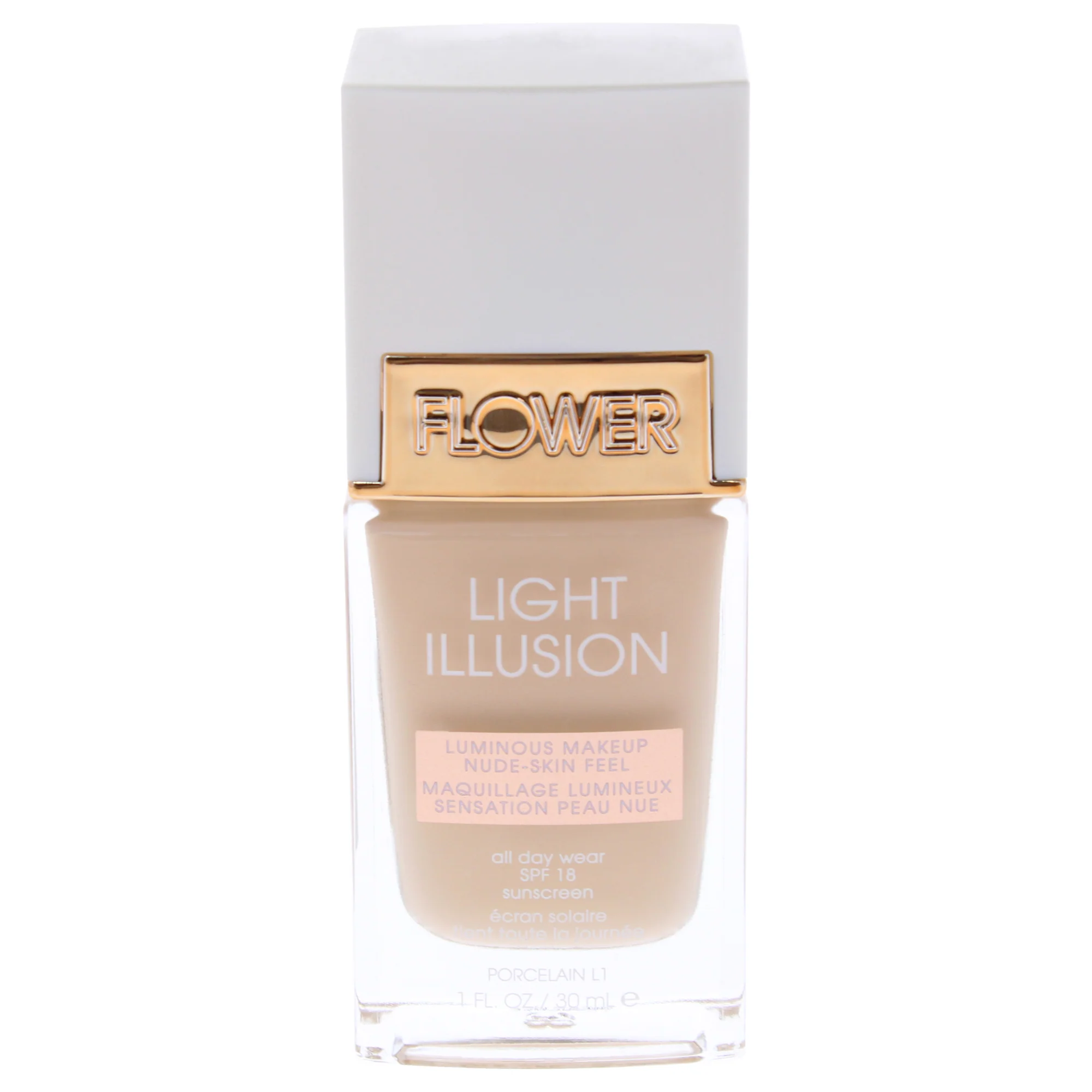 Light Illusion Foundation SPF 18 - L1 Porcelain by Flower Beauty for Women - 1 oz Foundation