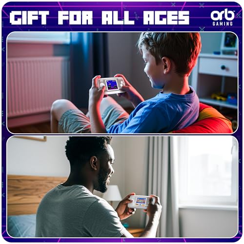 Mini Retro Games Console, 240 in-Built Games, 8-Bit Retro Gaming Handheld Console, 2.5” Full Colour LCD Screen Pocket Console, Immersive Sound Games Console - ThumbsUp!