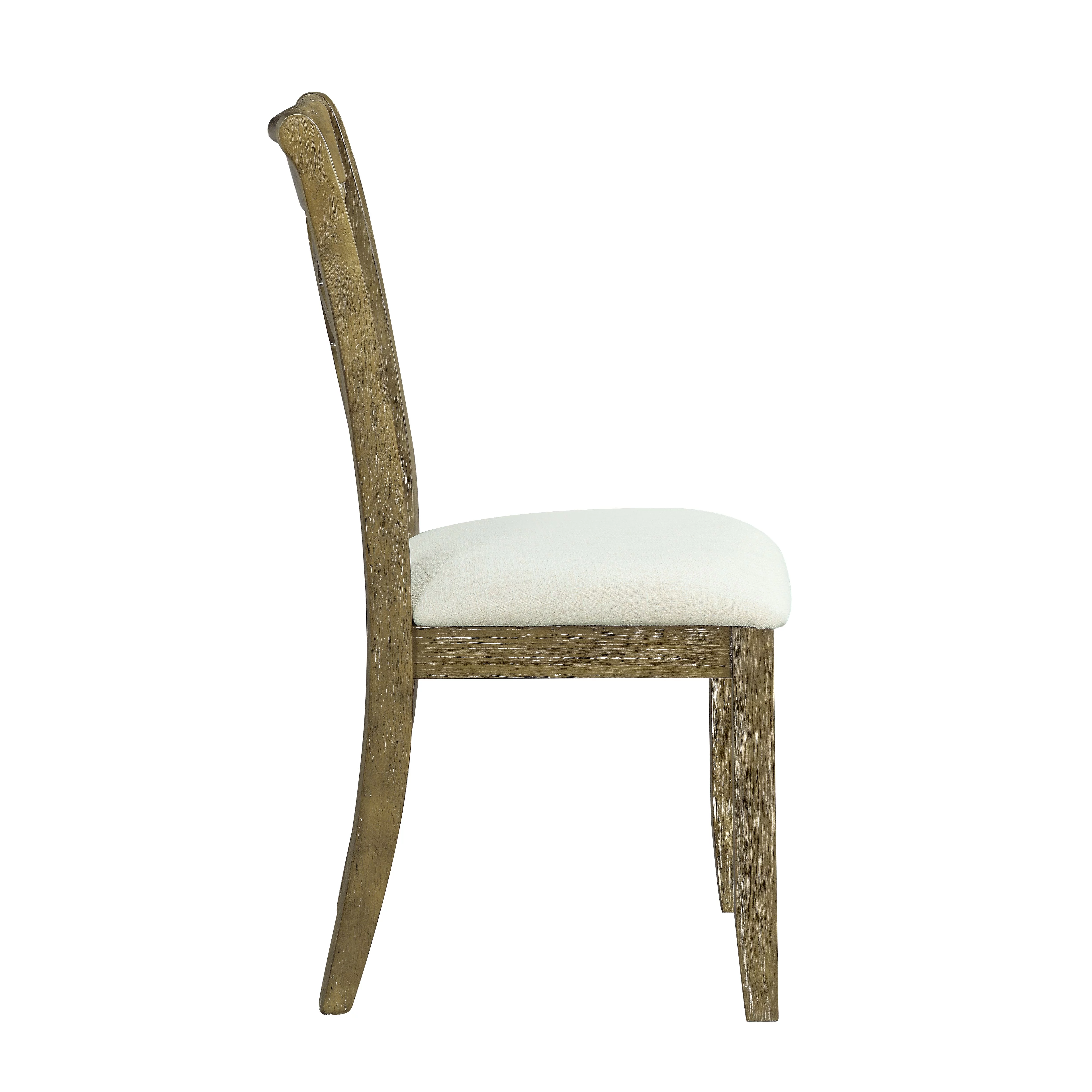 ACME Karsen Wooden Upholstered Side Chair in Beige Linen and Rustic Oak