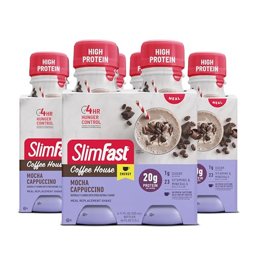 SlimFast Protein Shake, Chocolate- 20g Protein, Meal Replacement Shake Ready to Drink, High Protein with Low Carb and Low Sugar, 24 Vitamins and Minerals, 12 Count (Pack of 1) (Packaging May Vary)