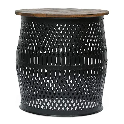 Christopher Knight Home Niver Side Table, Black + Natural