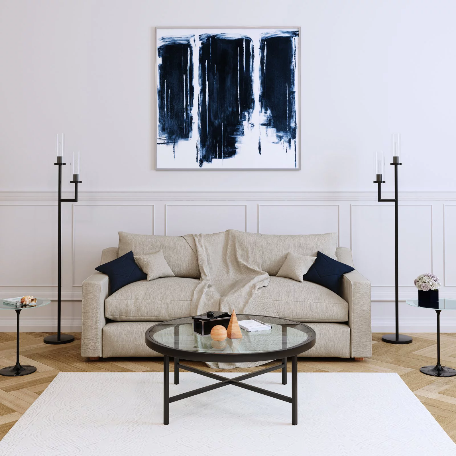 Henn&Hart Round Metal Base Coffee Table in Brass and Gold