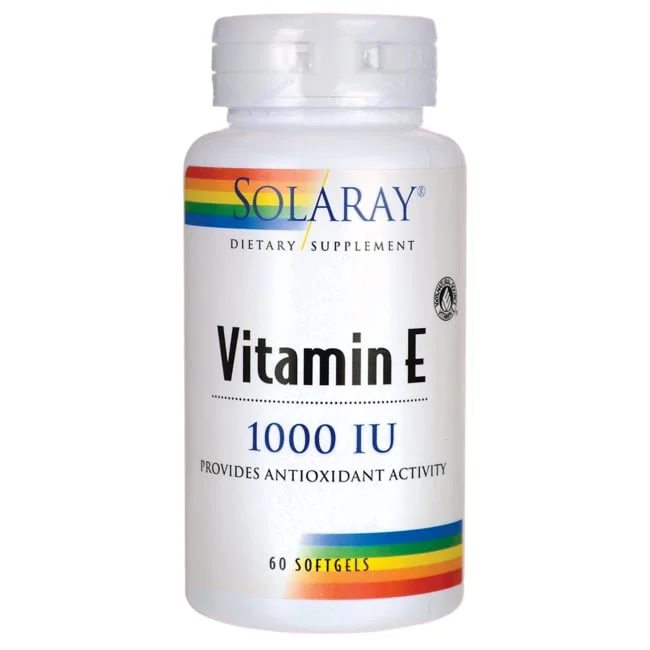 Solaray Vitamin E, d-Alpha Tocopherol 1000IU | For Healthy Cardiac Function, Antioxidant Activity & Skin Health Support | Lab Verified | 60 Softgels