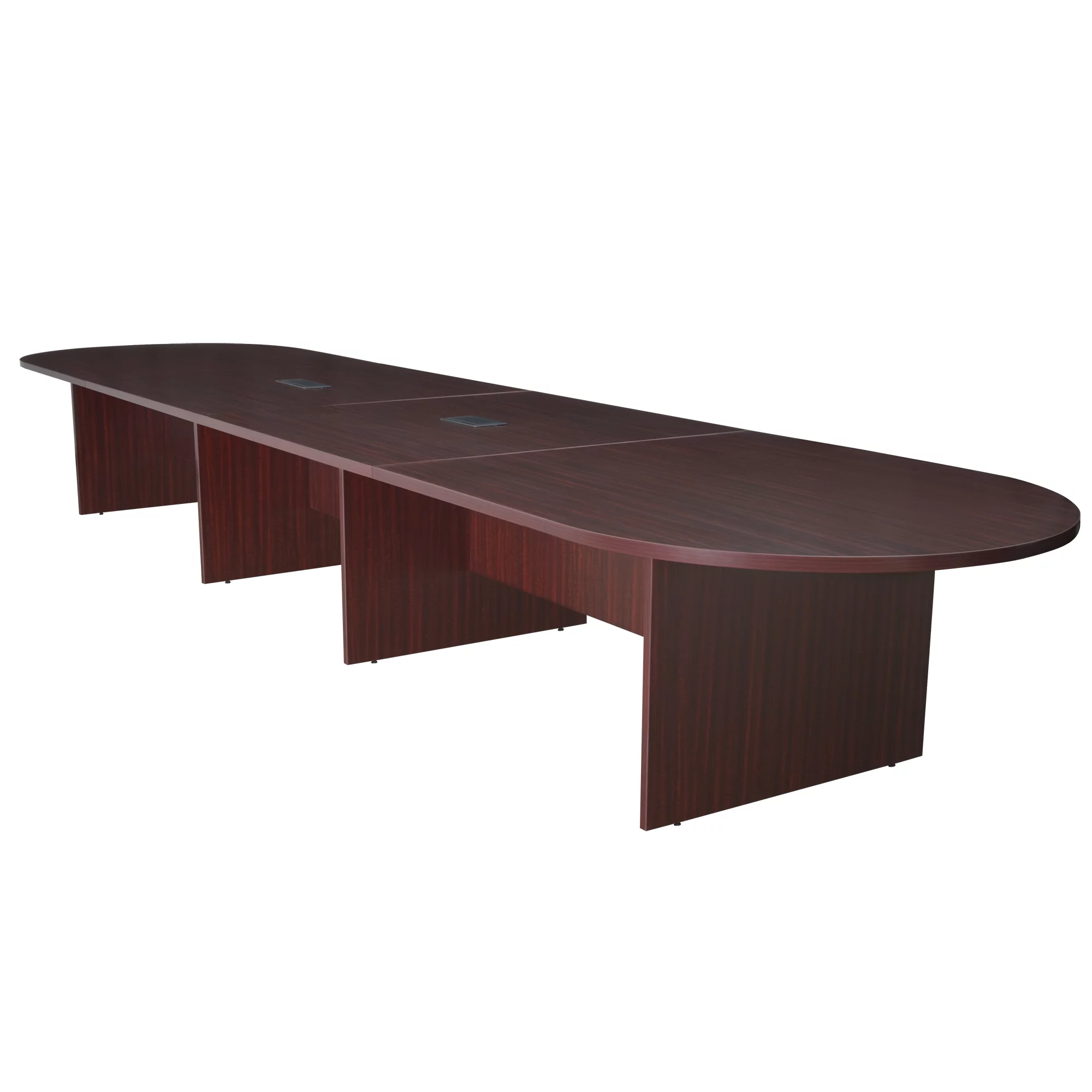 Romig Legacy 16 ft Racetrack Laminate Conference Table with 2 Charging Ports- Mahogany