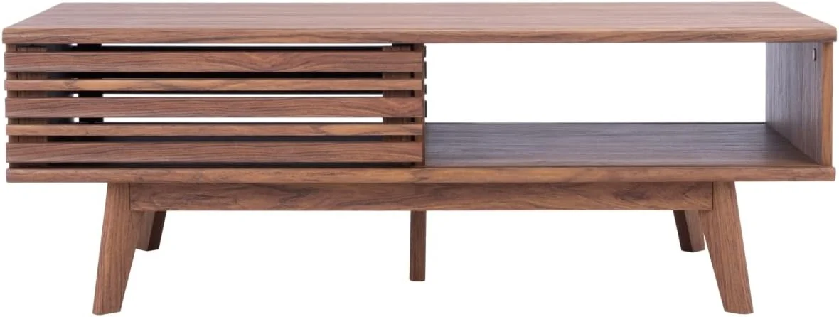 SAFAVIEH Rori Solid Rustic 1 Shelf Coffee Table, Walnut
