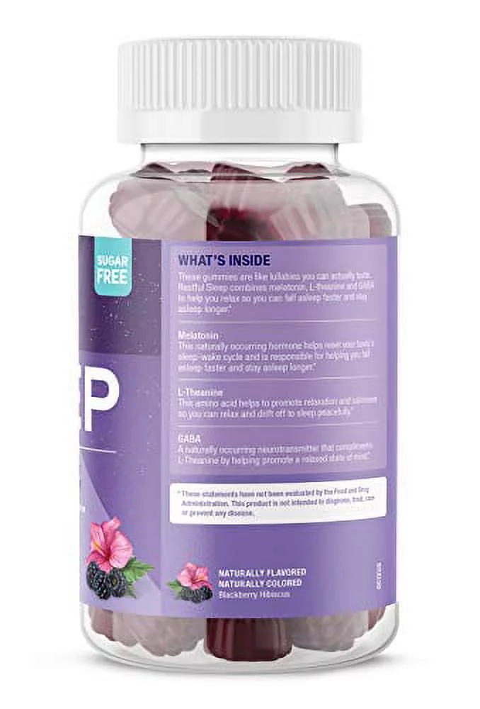 SUKU Vitamins, Restful Sleep Gummies, Blackberry Hibiscus Flavour, 50 Count