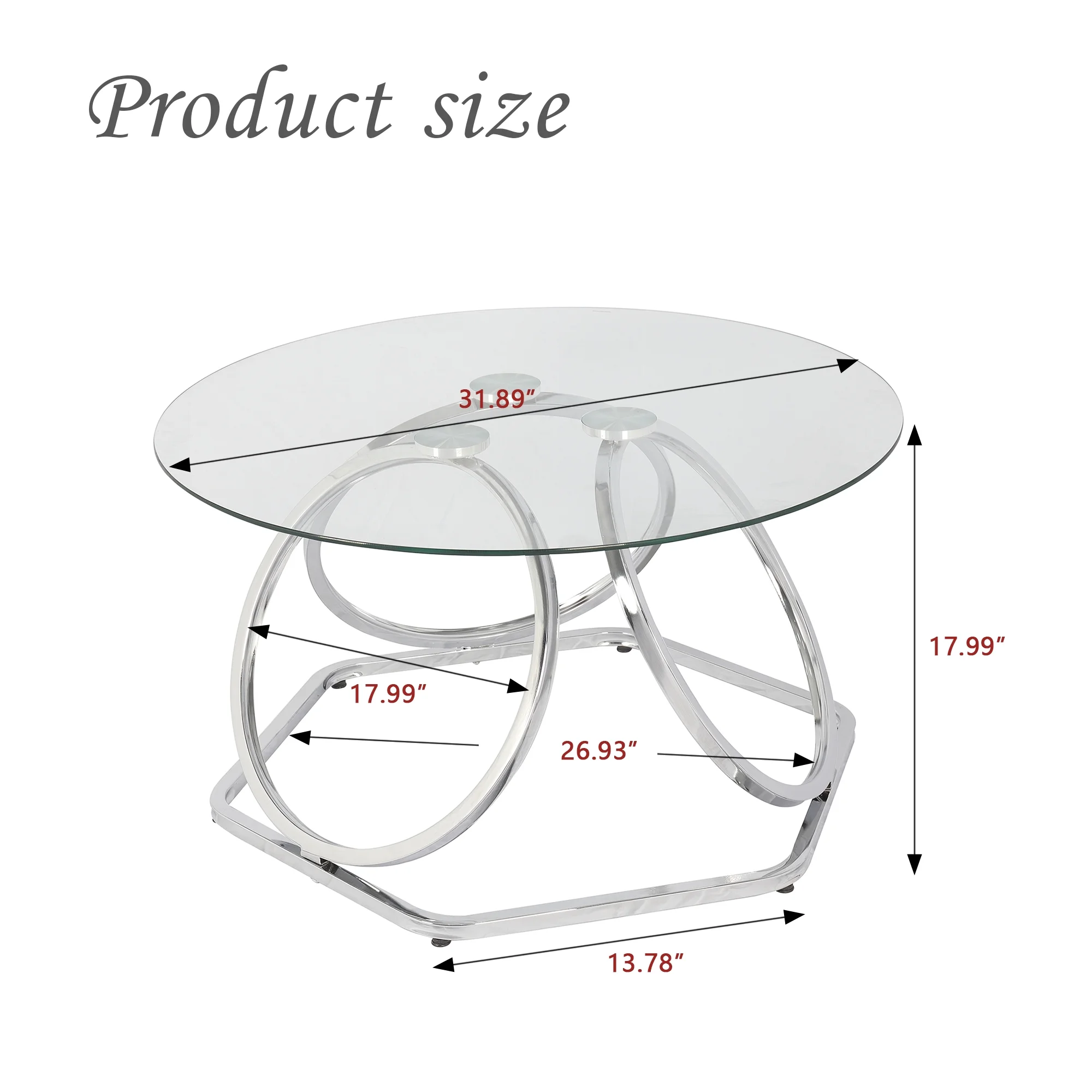 Alazyhome Round with Ring-Shaped Frames,Chrome Finish Coffee Table