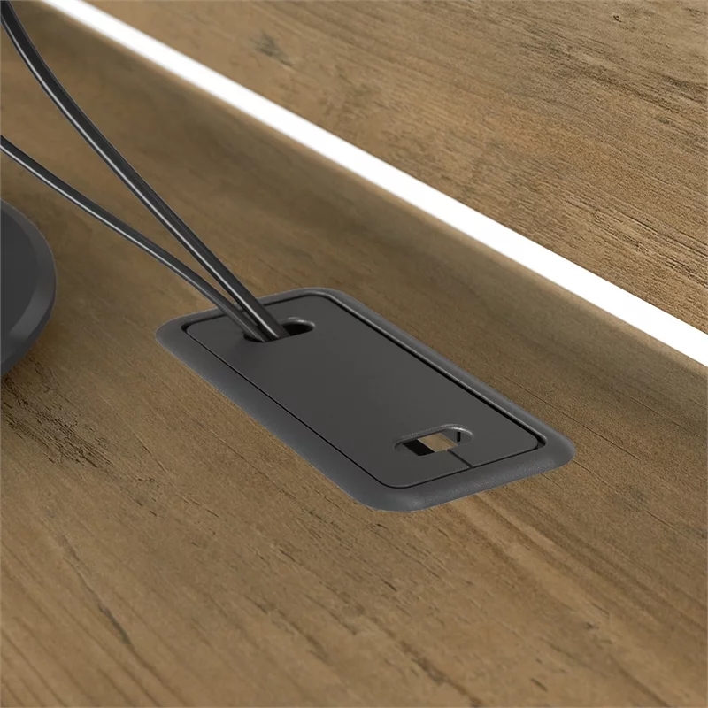 Pemberly Row Small Computer Desk with Hutch in Reclaimed Pine