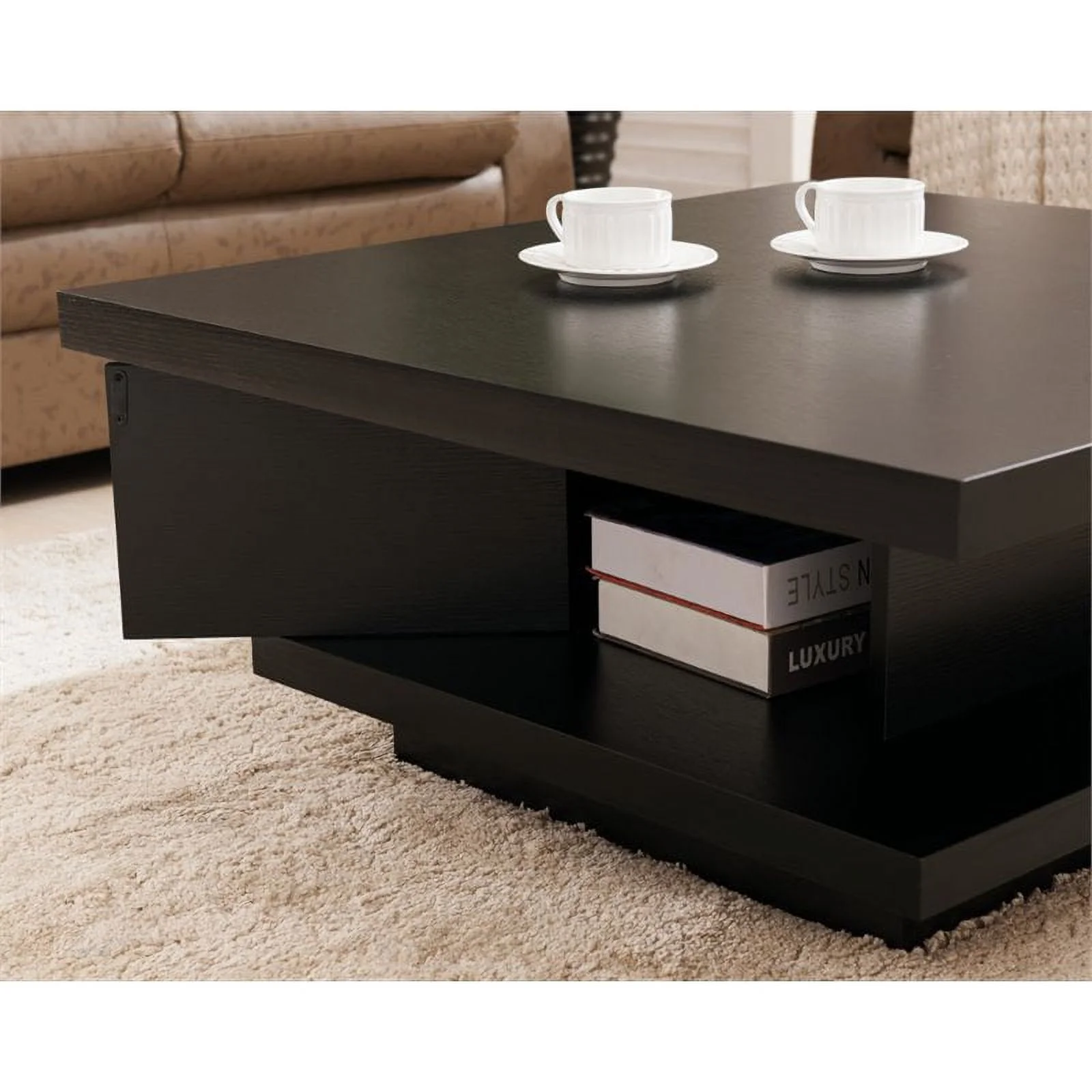 Furniture of America Carenza 3-Piece Wood Coffee Table Set in Black