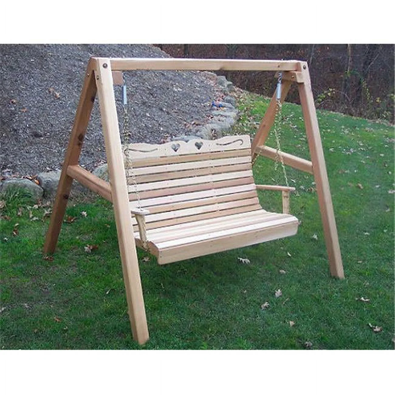 Creekvine Designs WF1015A50CVD 5 ft. Cedar Royal Country Hearts Porch Swing with Stand