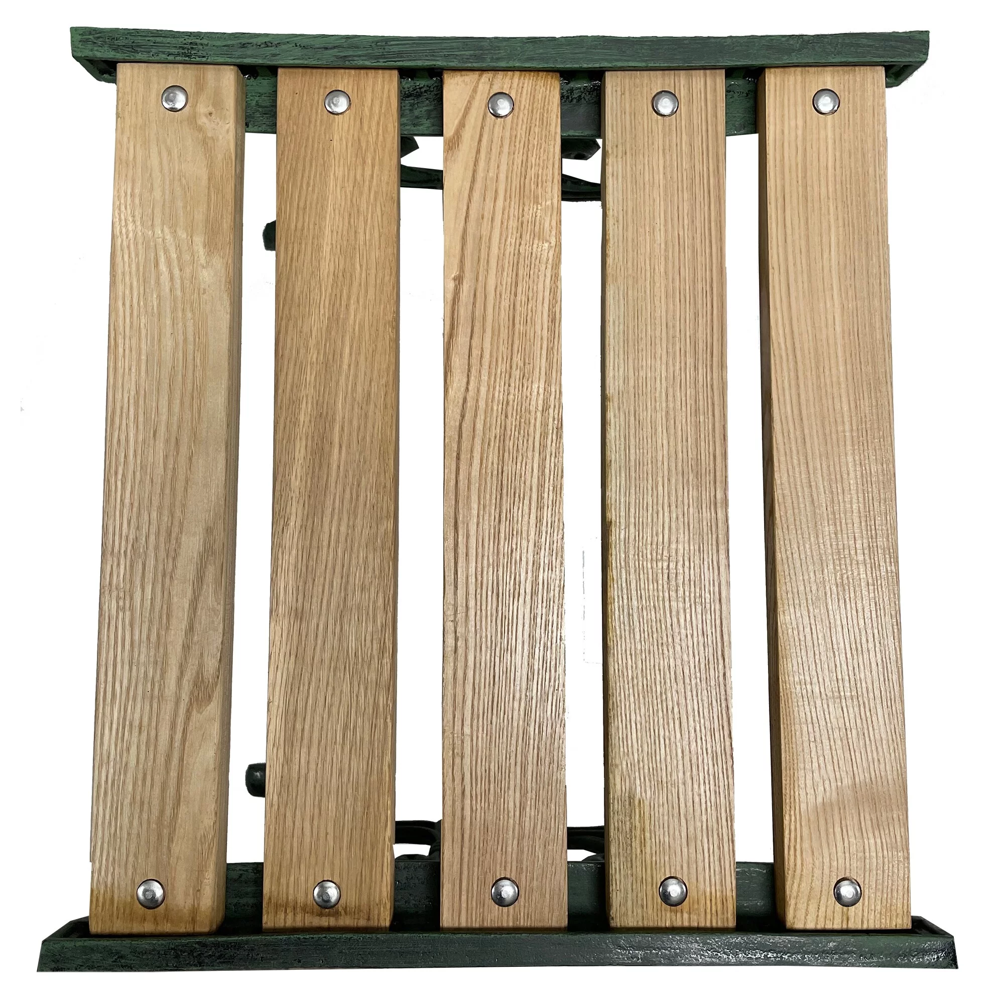 Cast Aluminum and Wood Antique Green Ornate Rectangular End Table