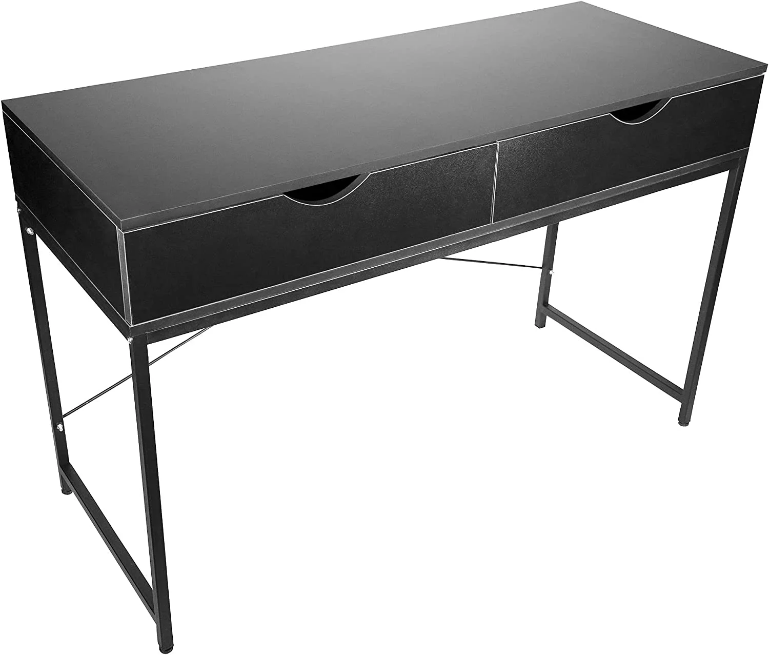 Home Office Modern Computer Desk with Drawers, Black, 47.5
