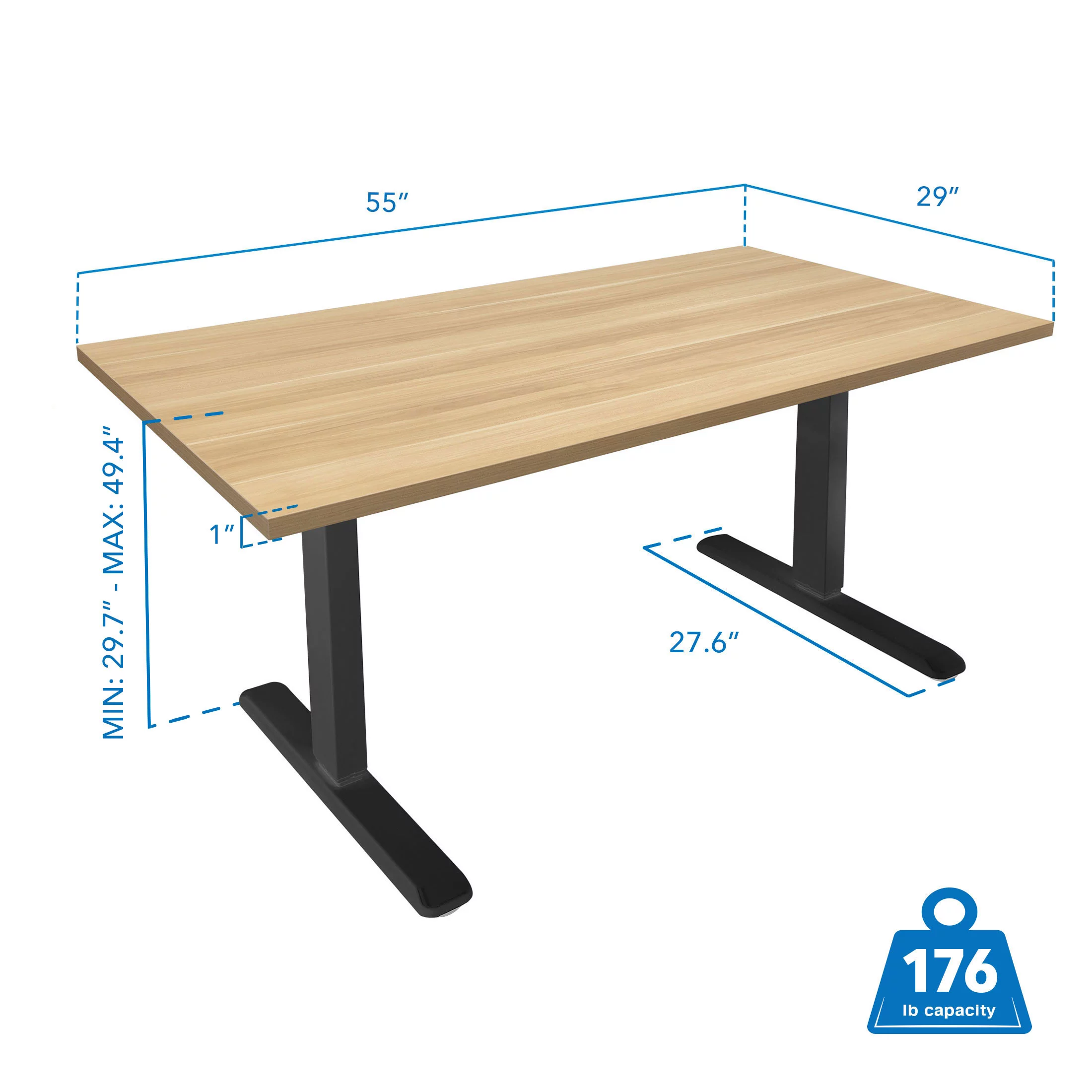Mount-It! Electric Sit-Stand Desk with Tabletop, Maple, Ergonomic