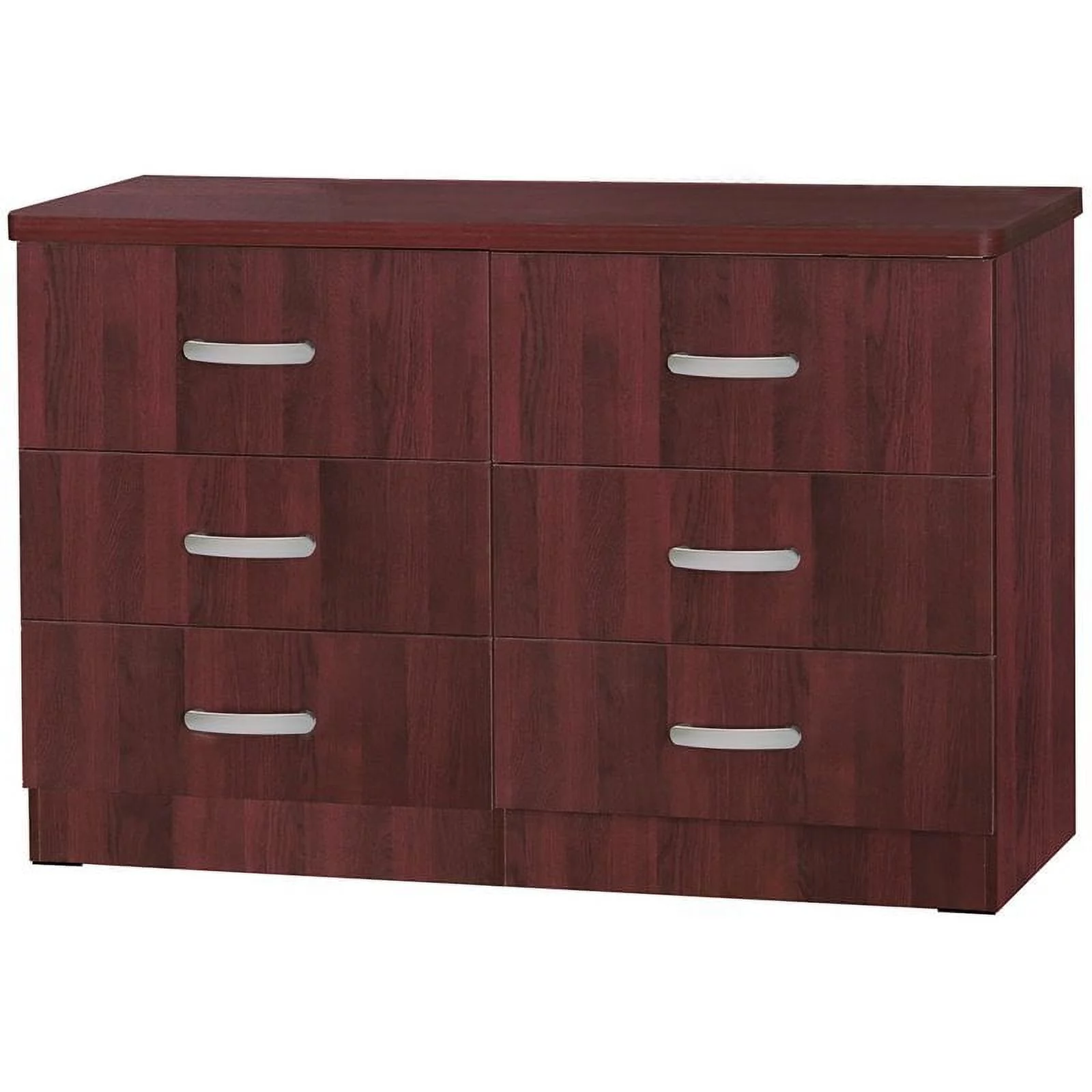 Pemberly Row Modern 6 Drawer Engineered Wood Dresser in Mahogany