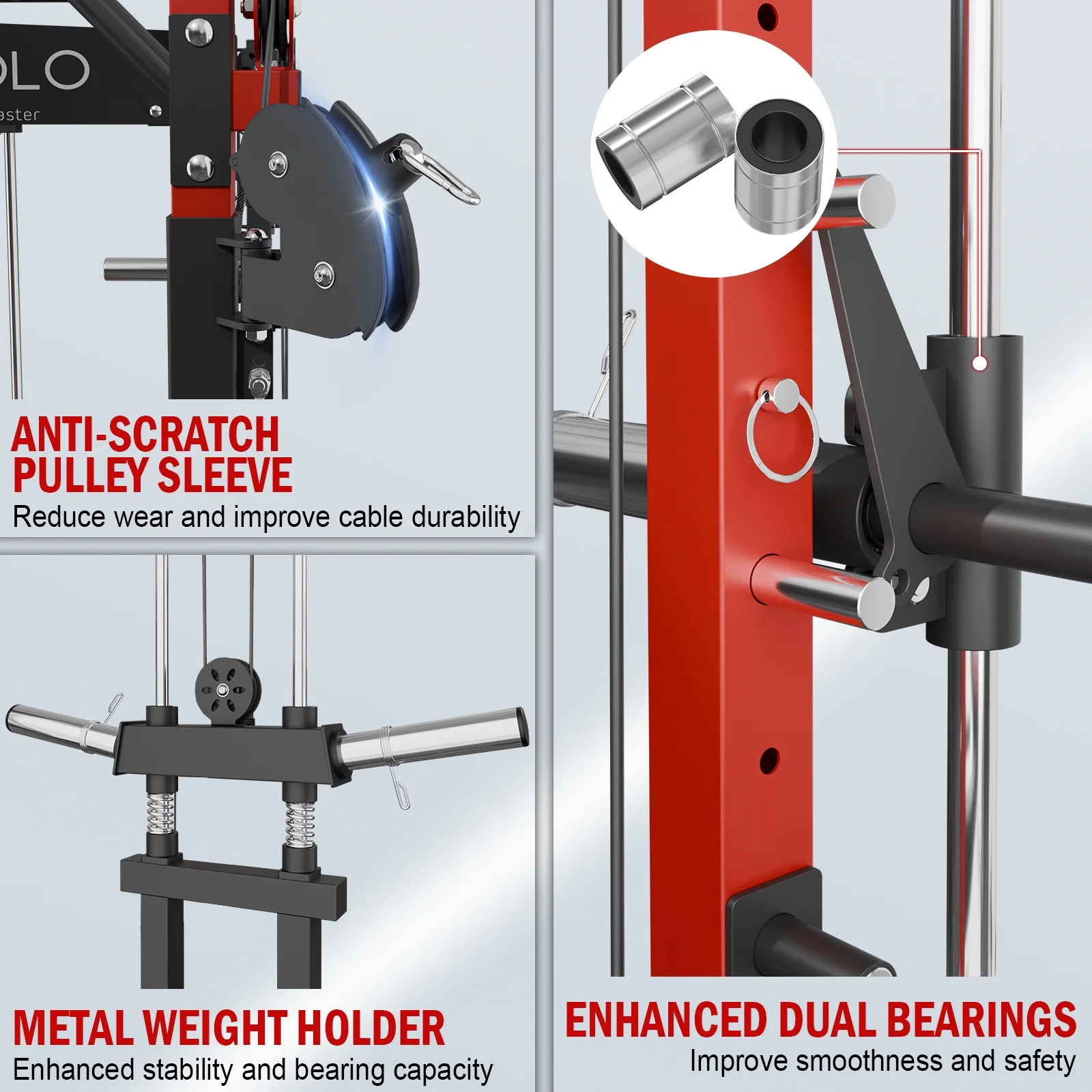 Mikolo Smith Machine Home Gym, 2000lbs Squat Rack with 800 lbs Weight Bench Combo, Training Equipment with LAT-Pull Down System & Cable Crossover Machine