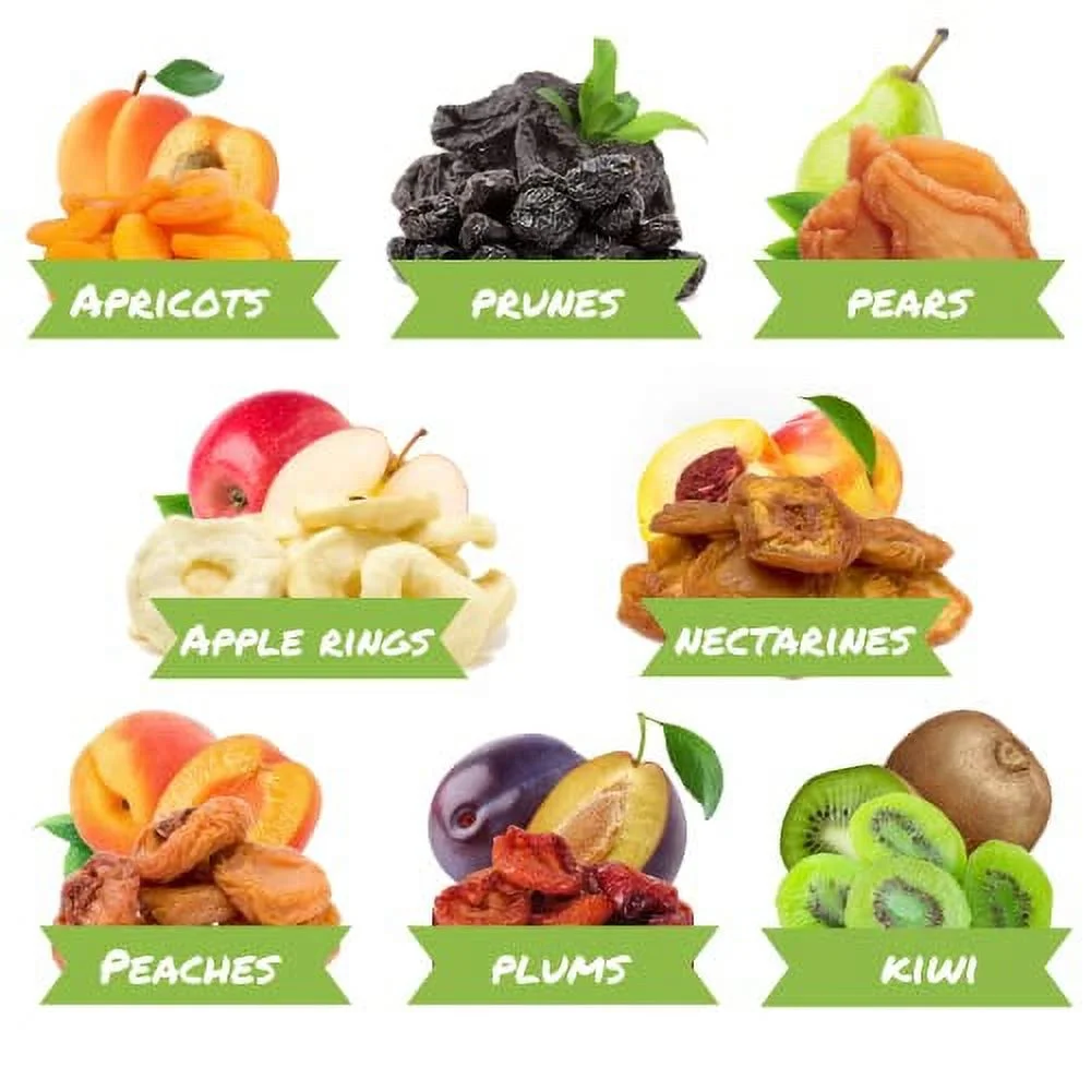 Dried Mixed Fruit With Prunes By , 10 Lbs Bulk | Snack Mix Of Prunes, Apricots, Plums, Rings, Nectarines, Peaches, Pears, Slices | Dry Fruits - Vegan Kosher Healthy