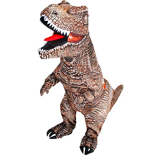 KOOY Dinosaur Costume Adult Inflatable Raptor Onesies Blow Up T-rex Dino Full Body Funny Halloween Costume for Men Women Teens