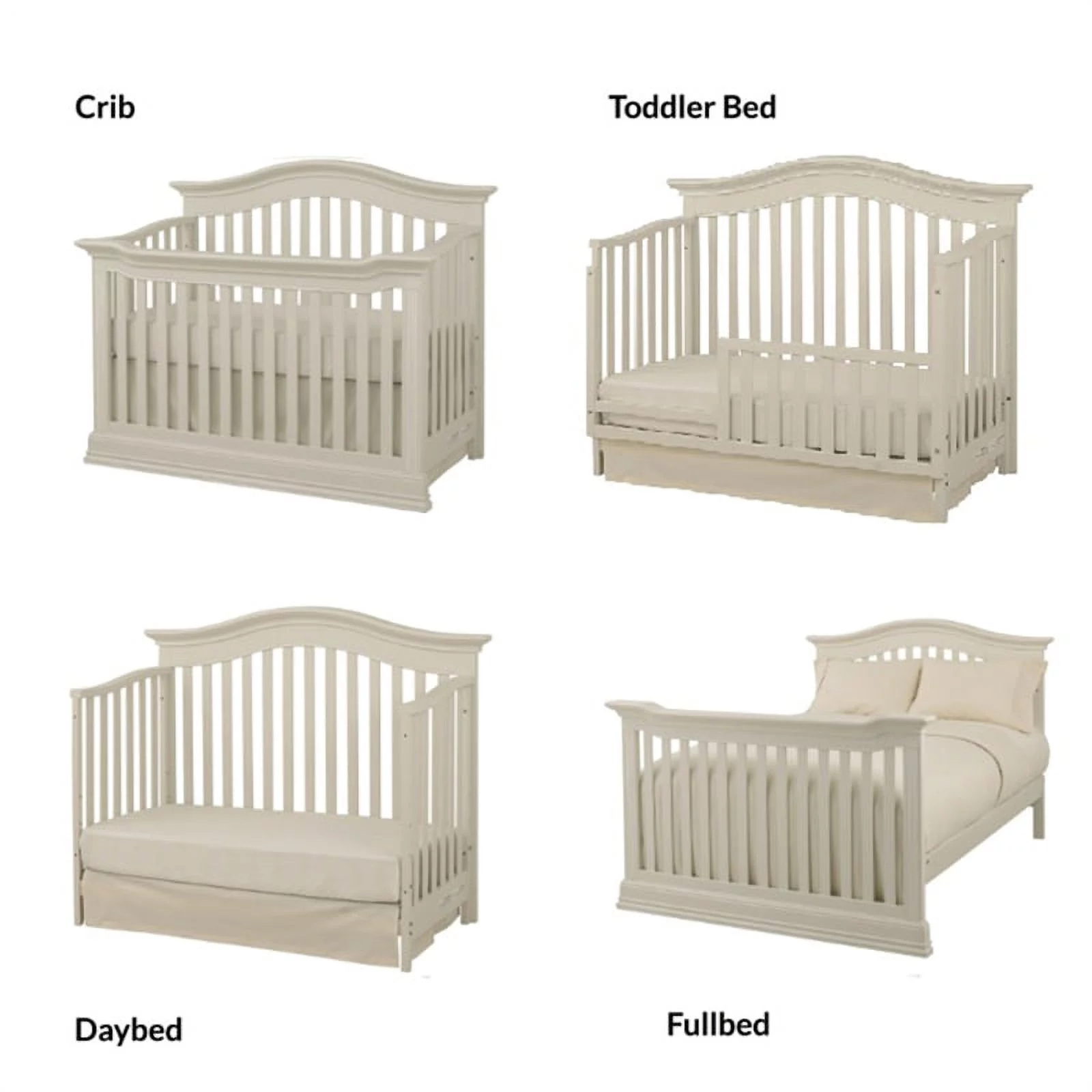 Baby Cache Montana Traditional Wood 4-in-1 Convertible Crib in Glazed White