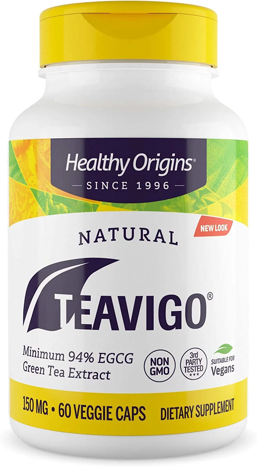 Healthy Origins Teavigo 150 mg (94% Egcg, Green Tea Extract, Non-GMO, Gluten Free, Antoixidant), 60 Veggie Caps