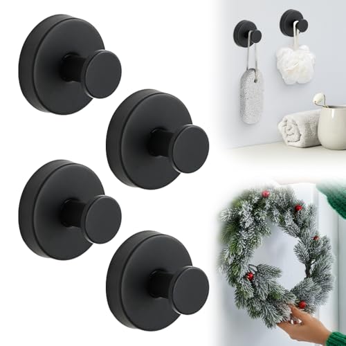 Suction Cup Hooks for Door Wreaths, 2025 Upgraded Wreath Hangers for Front Door, Halloween Christmas Suction Cup Wreath Hanger Holder for Glass Window Towel Shower Hooks Door Bathroom (2, Gold)