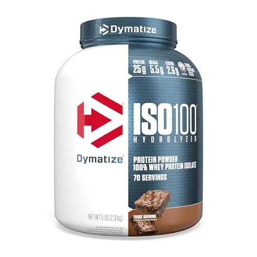 Dymatize ISO100 Whey Protein Powder Isolate, Cookies & Cream, 25g of Protein, 20 Servings, 5.5g BCAAs, Less Than 120 Cal., Gluten Free, 1g Fat, 1g Sugar, 2g Carb