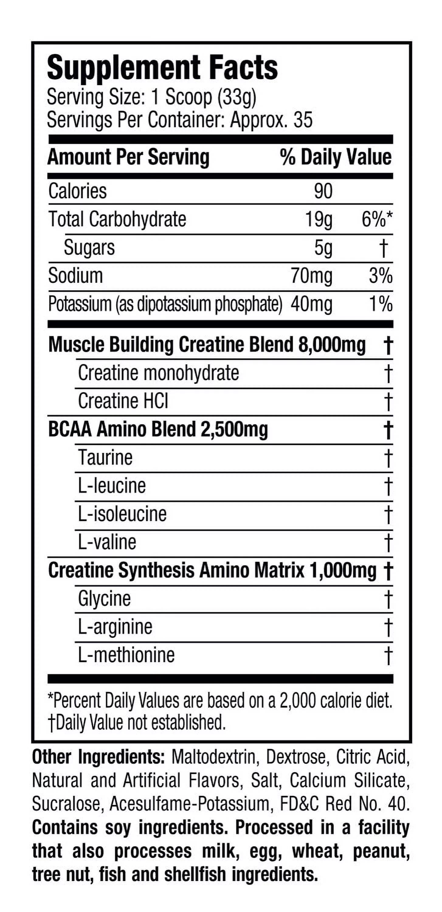 Six Star Pro Nutrition Creatine X3 BCAA Amino Acid Blend Powder, Fruit Punch, 2.52 lbs, 30 Servings