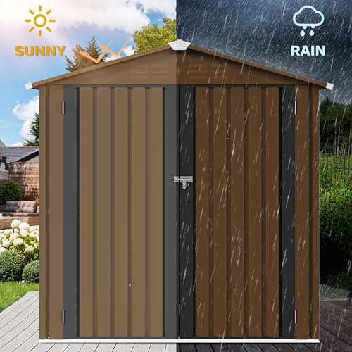 DWVO 6x4ft Storage Shed for Outdoors, Metal Sturdy Weatherproof Tool Locker with Secure Door and Ventilation for Equipment, Mowers, Bikes, Outdoor Spaces, Dark Gray