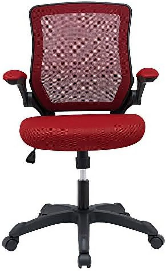 Veer Office Chair with Mesh Back and Vinyl Seat With Flip-Up Arms in Red