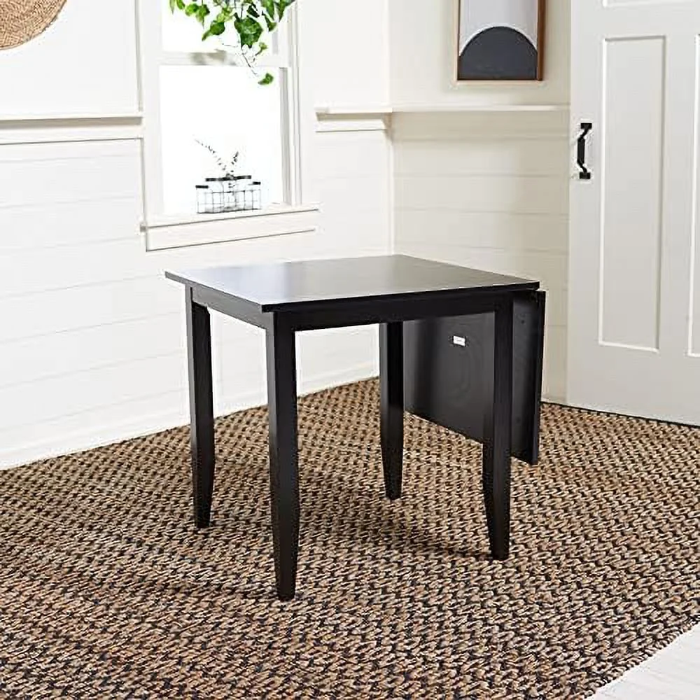 Home Collection Miliano Matte Black Drop End Leaf Dining Room Table DTB1404A, 0