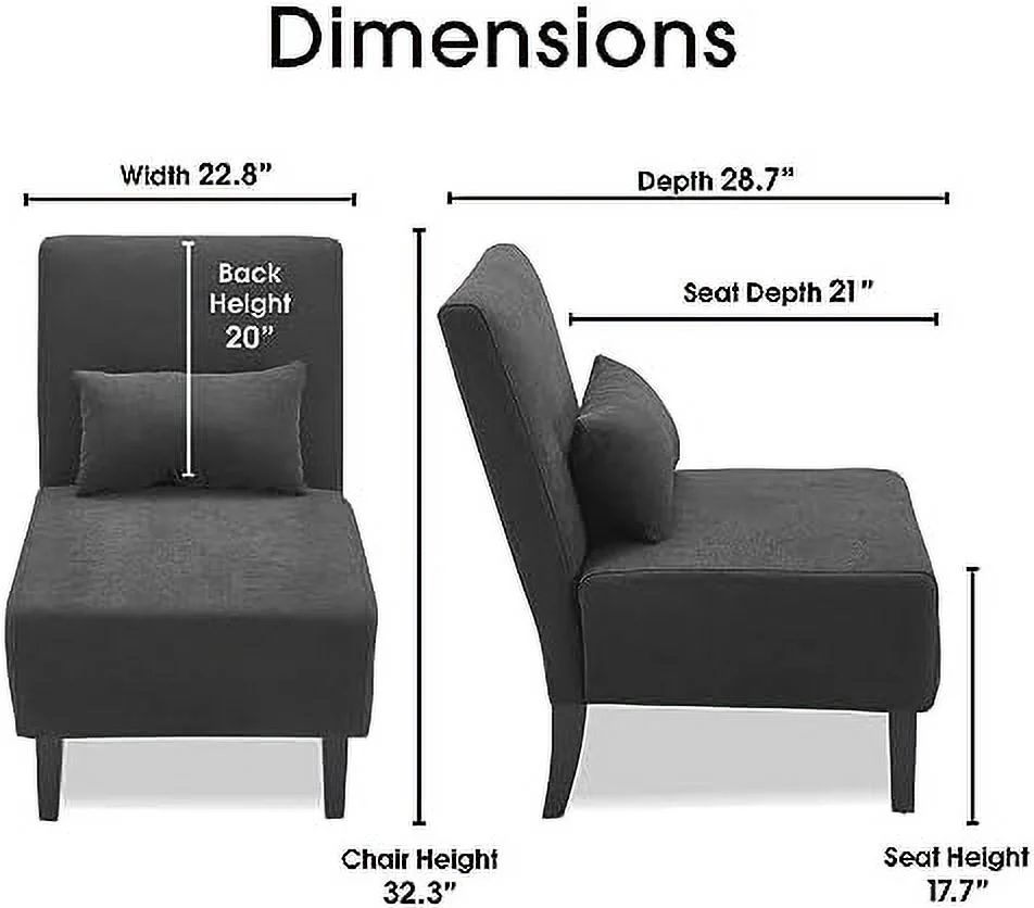 HOOMZNB Palisades Slipper Accent Chair Modern Armless Design  Ideal for Smaller Spaces  Cushioned Seat and Back  Light Gray