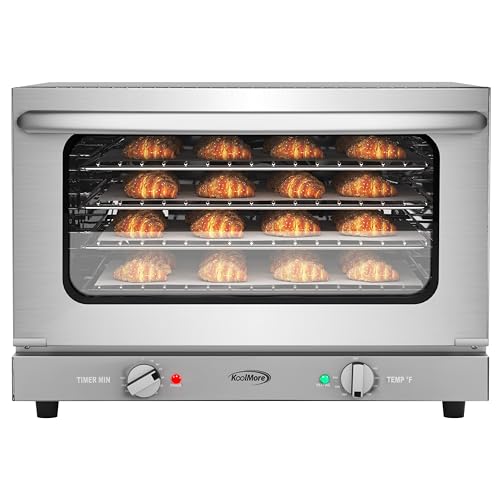 KoolMore 32 in. Commercial Countertop Convection Oven, Holds Full Size Pans, 4 Racks and 3500W of Power, 240V in Stainless-Steel, ETL Listed for Safety and Sanitation (KM-CTCO-44)