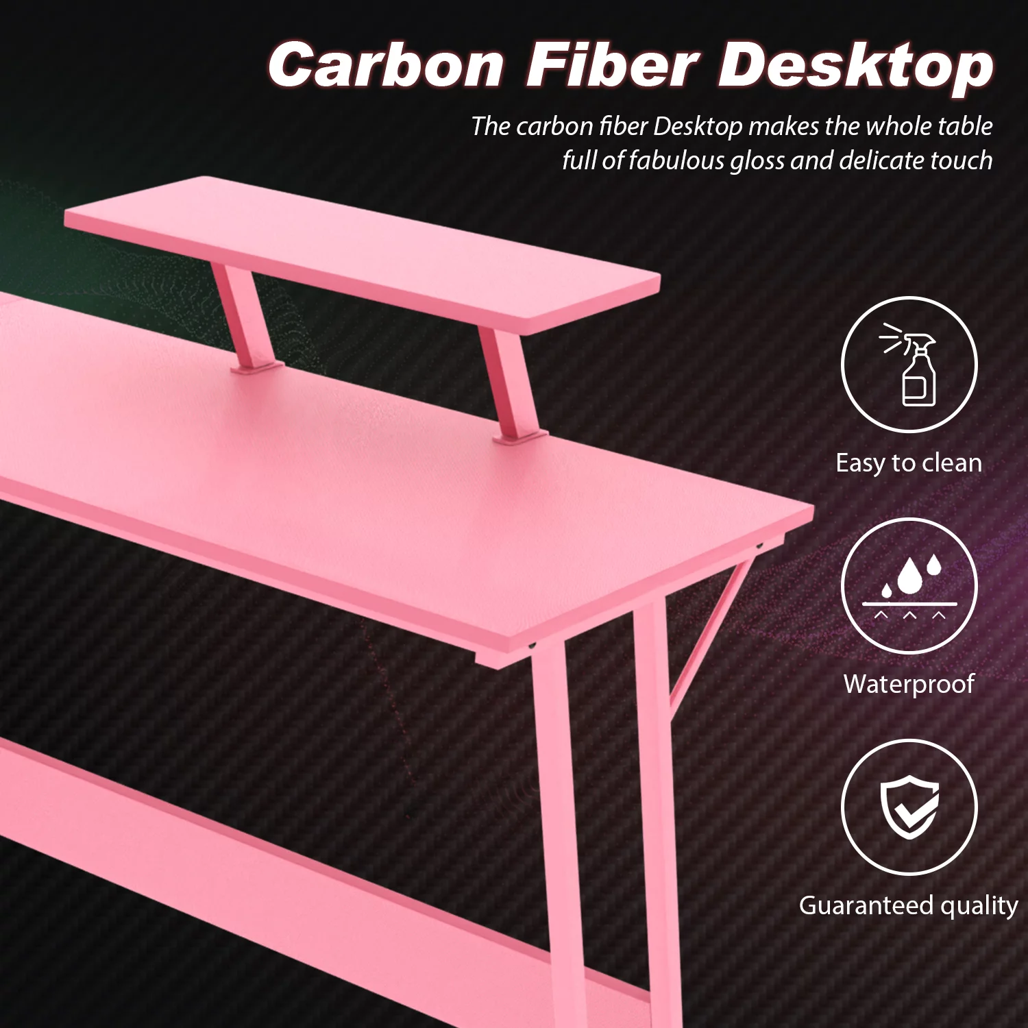 YRLLENSDAN L Shaped Desk Corner Gaming Desk Computer Desk with Large Desktop Studying and Working and Gaming for Home and Work Place, Pink