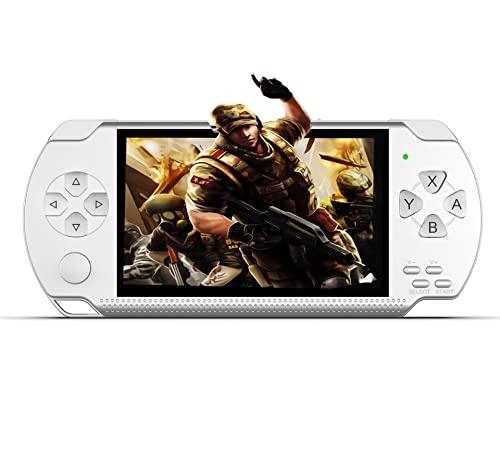 Handheld Game Console, Built-in 1200 Games 4.3’’ HD Screen Retro Gaming System, Portable Rechargeable Game Console with Dual Joystick, Support TV Output, Best Gift for Adult (White)