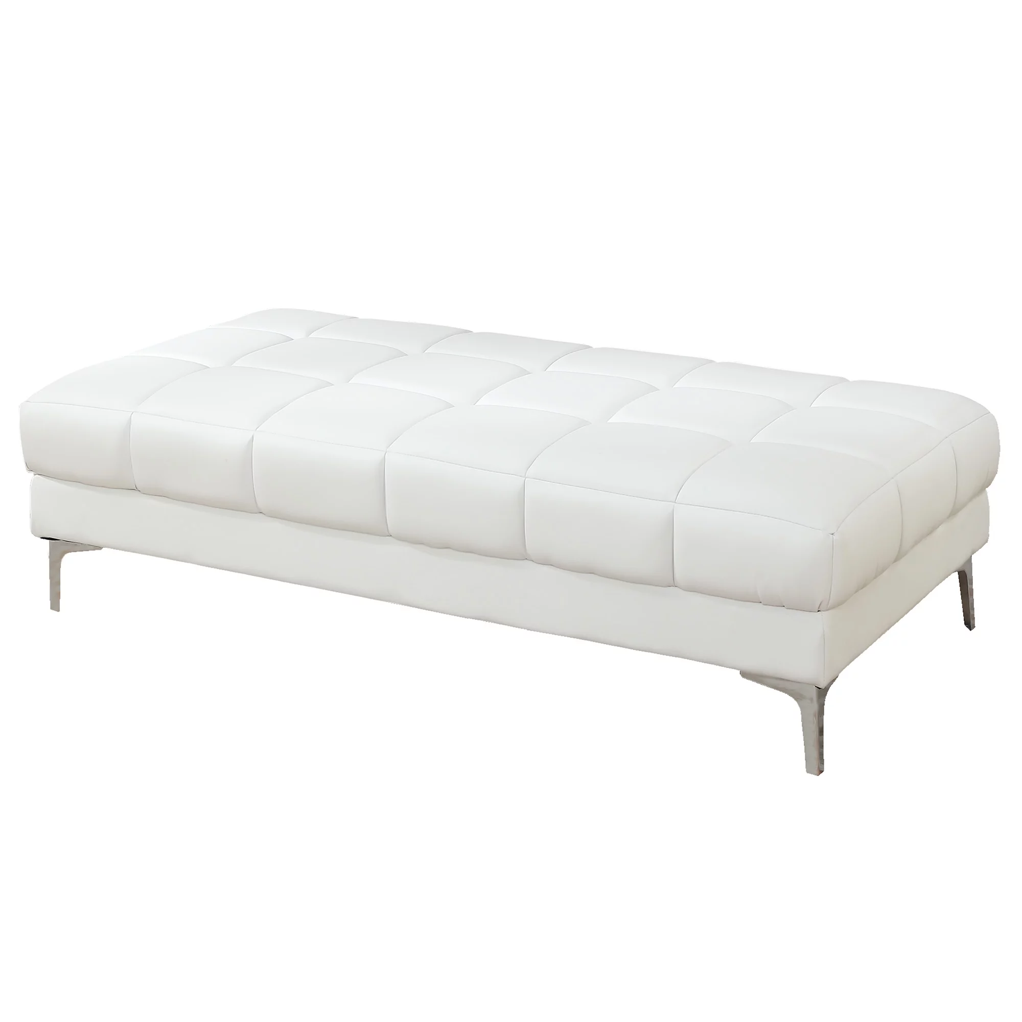 Poundex Bonded Leather Cocktail Ottoman, White
