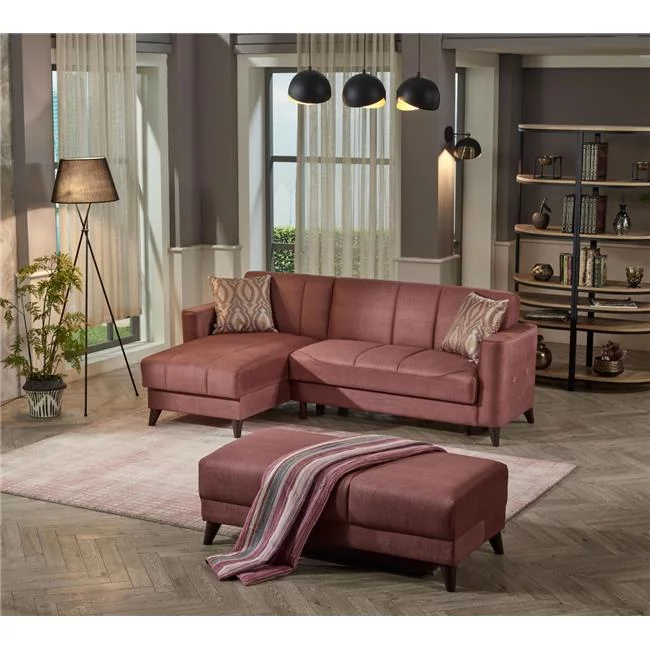 Furnia MD-15ER-MID-BRAID19-S 31 x 92 x 59 in. Midas Mini Sectional, Dusty Rose