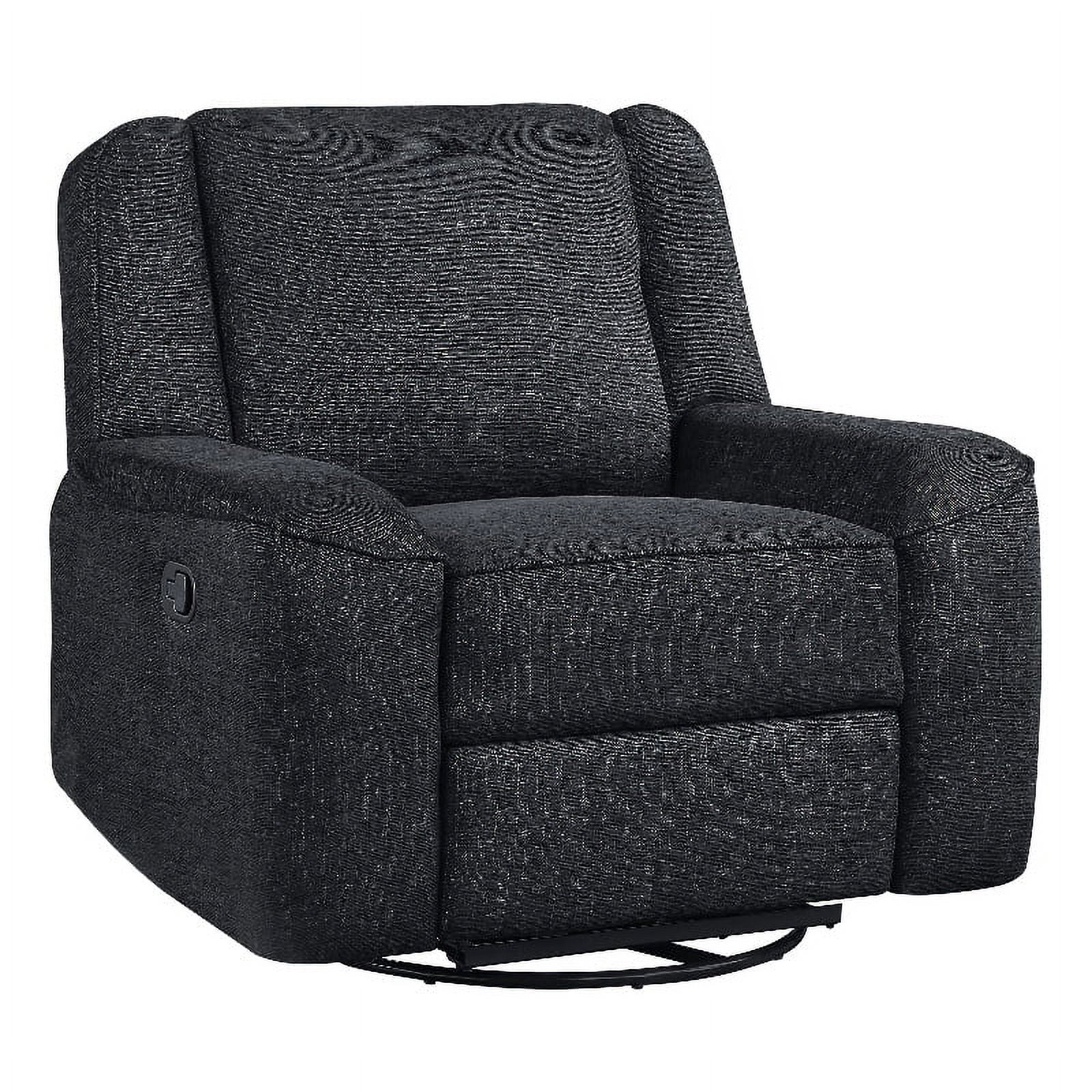 Lexicon Monterey Chenille Upholstered Swivel Reclining Chair in Ebony