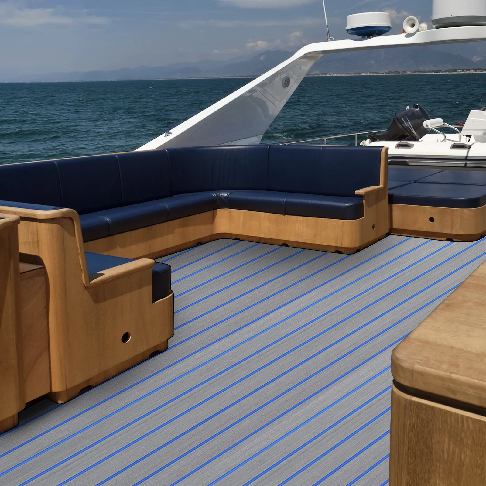 Miumaeov Boat Flooring EVA Foam Decking Sheet Faux Teak Marine Mat Marine Carpet Cooler Tops Seating Non-Slip Self-Adhesive Flooring Material for Motorboat, RV, Yacht, Kayak 95