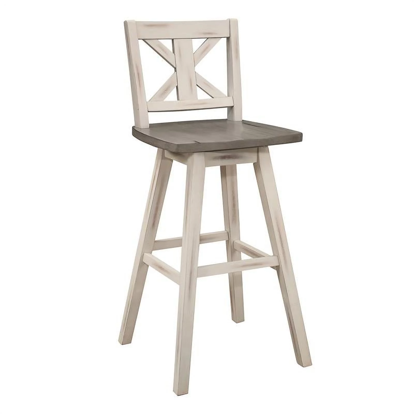 Lexicon Amsonia Cross Back Bar Height Dining Swivel Chair in White (Set of 2)